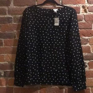 J.Crew Black and White Polka Dot Blouse L